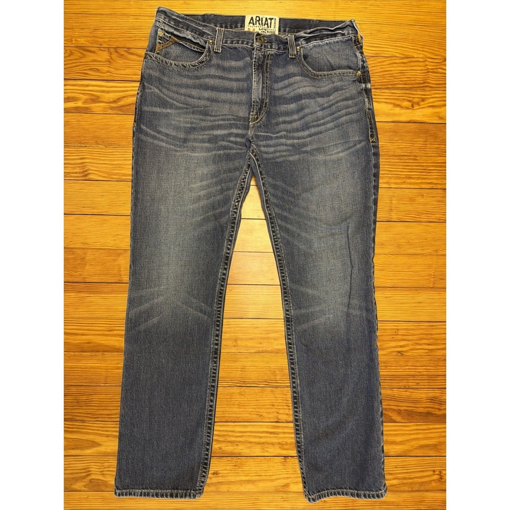 Ariat M4 Low Rise Straight Mens Jeans 40x36 Medium Wash Denim Thick Stitch